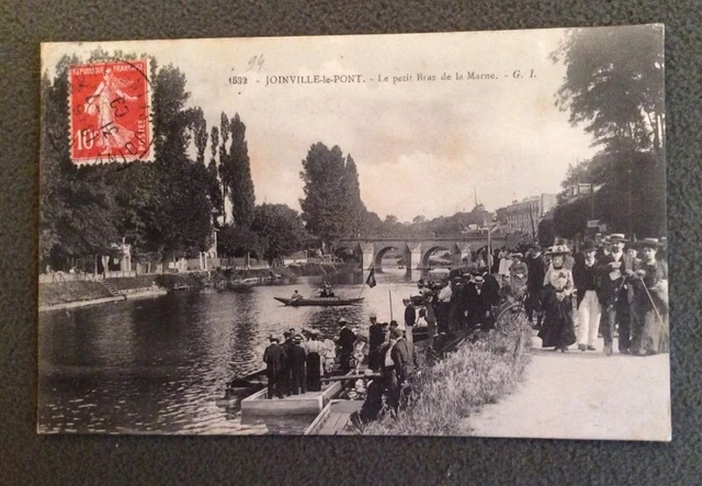 CPA. JOINVILLE LE PONT. 94 - Le petit arm de la Marne. 1909. Boat.