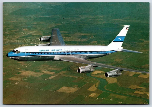 Airplane Postcard Kuwait Airways Airlines Boeing 707-320 9K-ACJ In Flight CJ8