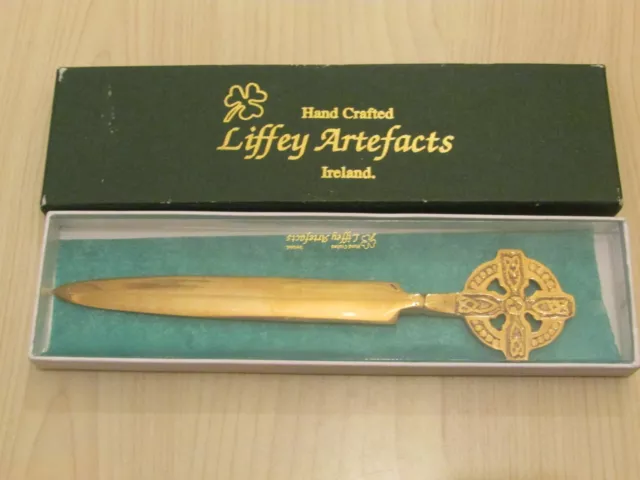 Liffey Artefacts Hand Crafted Brass Celtic Cross Letter Opener, Made In Ireland