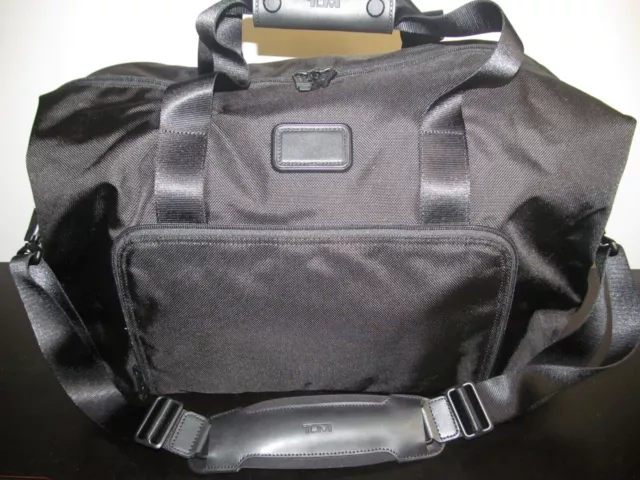 TUMI Alpha Black Large Expansion Travel Duffle, FTX Ballistic Nylon/Leather, NWT