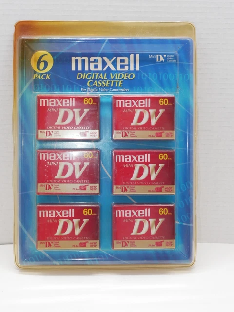 NUEVO Maxell Digital Video Casete 6 Paquete Mini DV 60min 60/SP - 90/LP Sellado