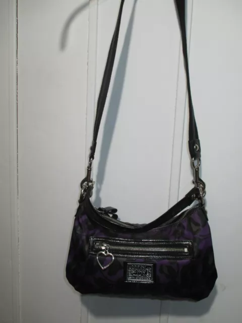 Coach Poppy Daisy Leopard Ocelot Crossbody Bag F20024 Purple Black