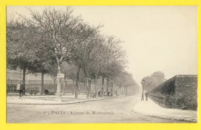 cpa PARIS Avenue de MONTSOURIS interdite aux Cyclistes vers Place d'Enfer