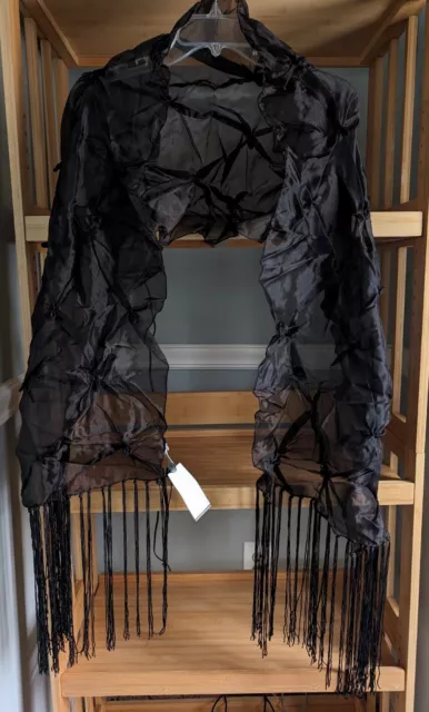 Collection XIIX LDT Womens Shawl Sheer Black With Tassels