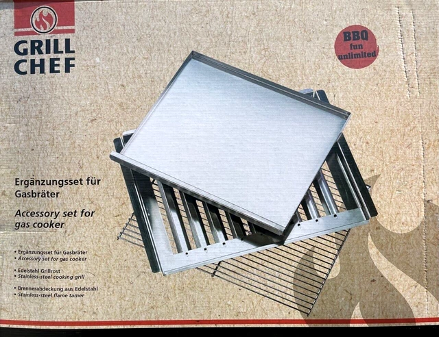 Gastrobräter Gasbräter Edelstahl Ergänzungsset für Gasbräter für BBQ Grillchef