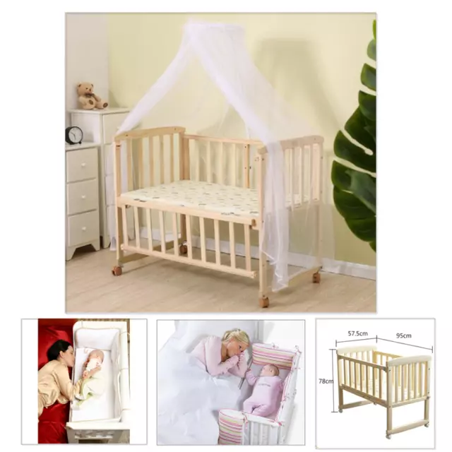 Wooden Baby Cot Bed with Mulit-fuction + Toddler Cot Converts to Chair UK 2