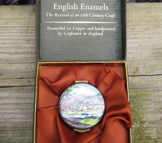 Rare Crummles Trinket Pill Box, Hand Painted Scene Of Original Coalport Factory