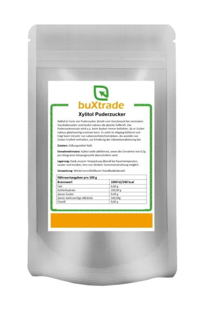 500 G Xilitolo Zucchero a Velo Xilitolo Puder Buxtrade 100% Rein Dolcificanti