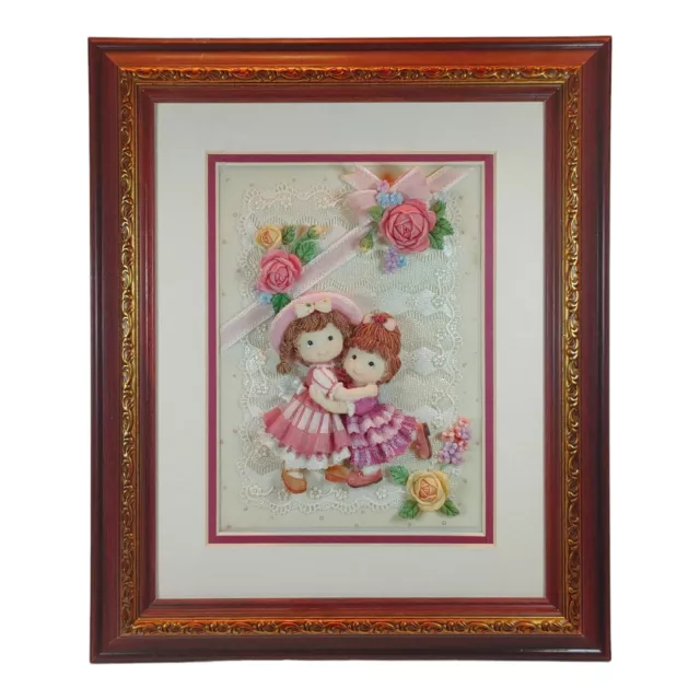 Cute Little Girls 3D Art Roses Frilly Dresses Lace Bows Pink Sweet