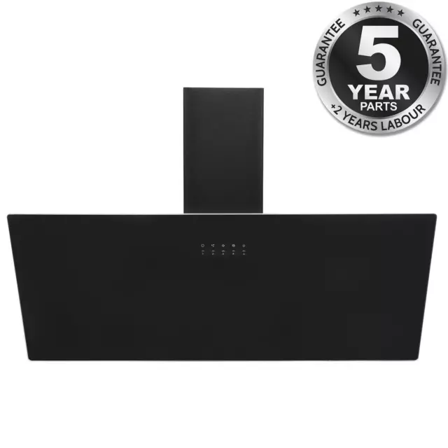 90cm Glass Cooker Hood Black Angled Chimney Extractor Fan - SIA AH90BL