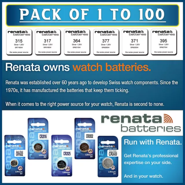 1-10 Pack RENATA WATCH BATTERIES 321 364 371 377 386 CR 2032 2025 2430 BATTERY🪙