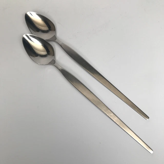 Vintage ONEIDA COMMUNITY "SATINIQUE OLDER" Stainless 2 ICED TEA SPOONS 7.5"