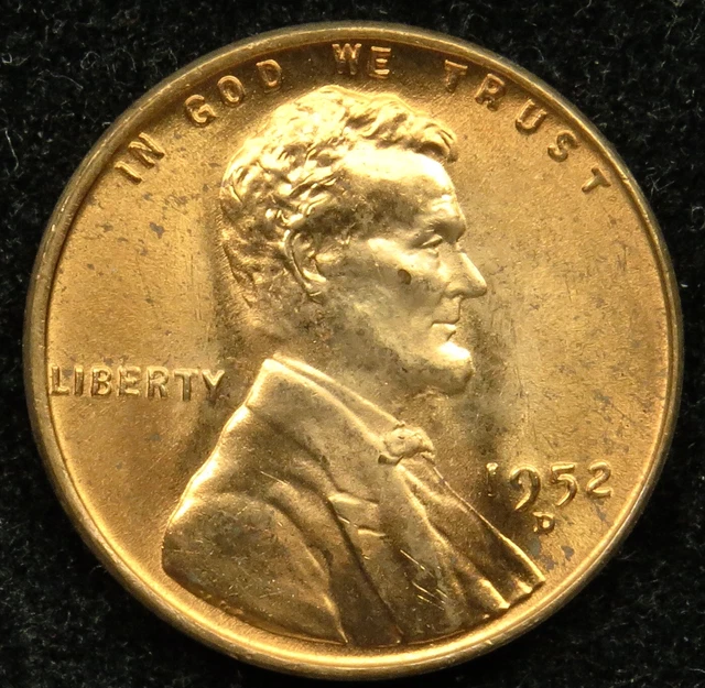 1952 D Uncirculated Lincoln Wheat Cent Penny BU (C05)