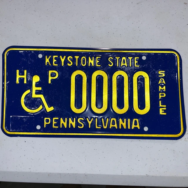 PENNSYLVANIA 1980'S HANDICAPPED SAMPLE License Plate 0000 15.95