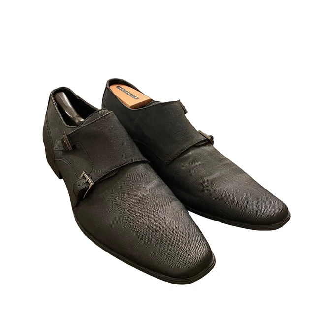 CALVIN KLEIN 12 Butler Black Double Monk Strap Loafers Mens Dress Shoes EUC 19.99 PicClick