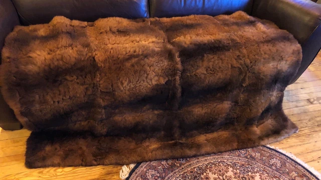 Antique ANIMAL Fur PELTS BEDCOVER Blanket Taxidermy 68”x45” Plush Browns Bargain Antique ANIMAL Fur PELTS BEDCOVER Blanket Taxidermy 68”x45” Plush Browns Bargain