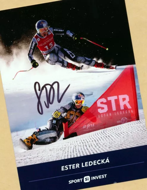 Ester LEDECKA (5) TOP - Autogramm Bild - Print - Copie + SKI AK signiert GRATIS