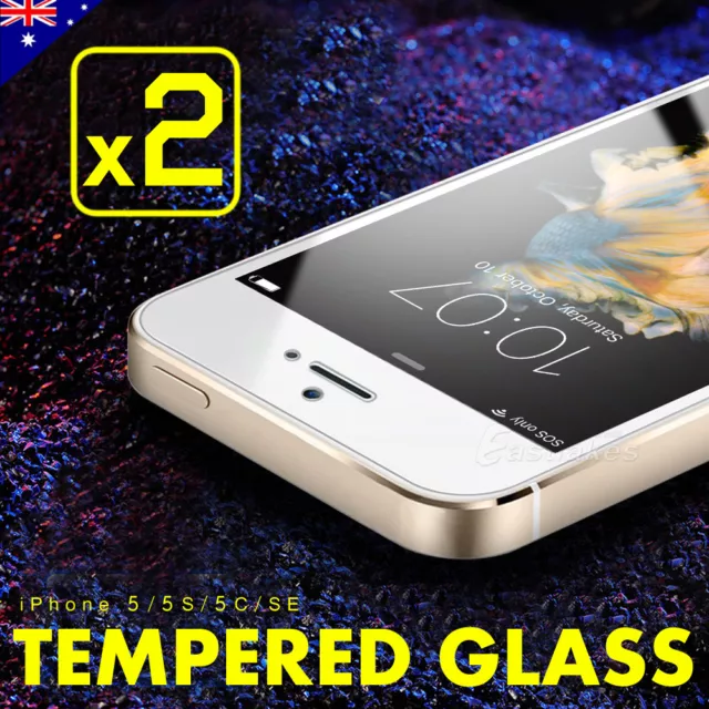 2x Scratch Resist Tempered Glass Screen Protector Guard for Apple 5s 5c 5 se 1st