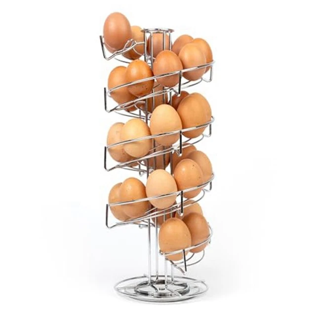 Porte-œufs Rotatif En Fil Métallique Noir - 19,5x19,5x36 Cm - Grande Capacité, Pour Comptoir De Cuisine Ou Café - 11