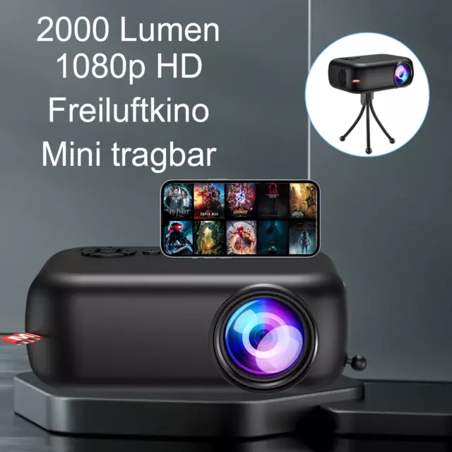 2024 Beamer LED 1080P HD Heimkino Projektor Kino Handy LCD Mini Heimprojektor DE