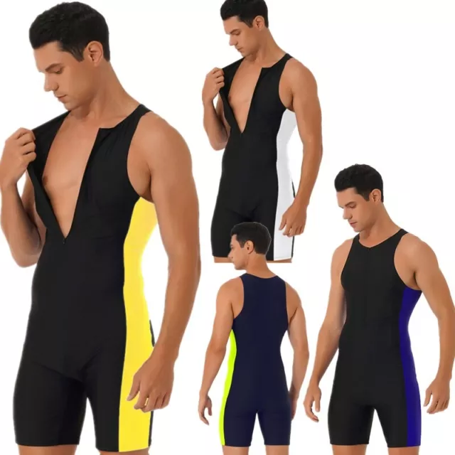 MEN'S COMPRESSION SLEEVELESS Jumpsuit Wrestling Singlet Bodysuit Swimwear  Shorts $14.50 - PicClick