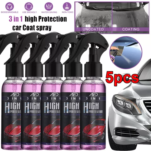5X 3 in 1 High Protection Coating Spray Quick Car Coat Ceramic Hydrophobic 100ML