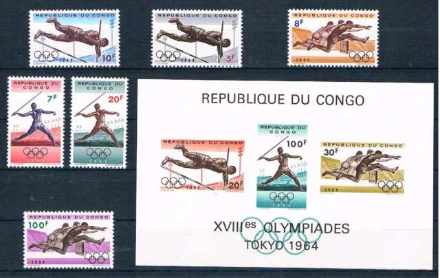 Kongo; Olympiade 1964; Satz +Block komplett  pfr.**