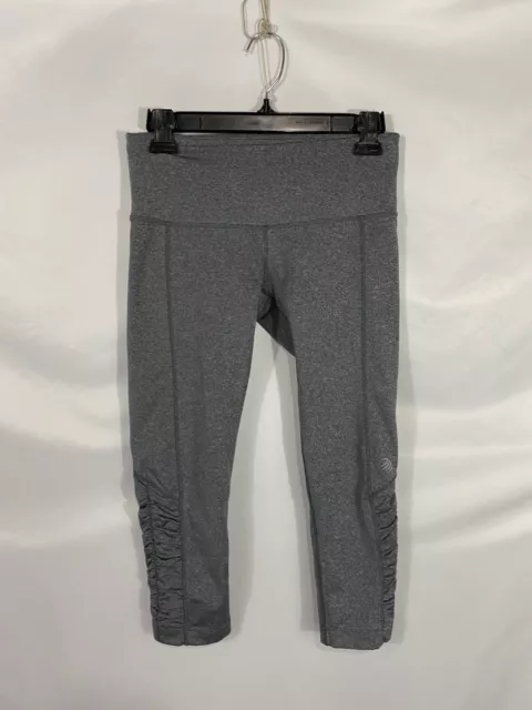 MPG Womens Size XS Gray Pull-On Ruched Leg Athletic Capri Leggings