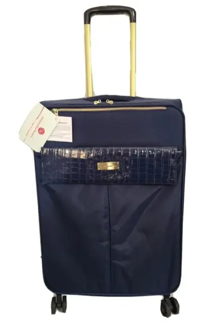 Samantha Brown Croco Detail 26" Spinner Suitcase Luggage Navy Blue NWT
