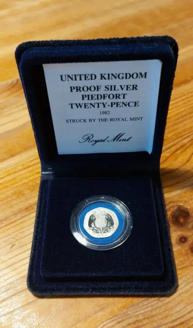 1982 - Silver Proof Piedfort - 20 Pence Coin