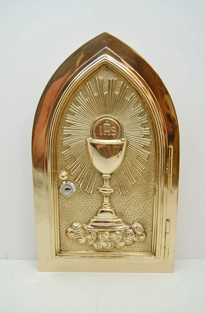 Polished Brass Church Tabernacle Chalice Door In Frame #371 With 2 Keys