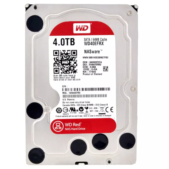 Western Digital WD40EFRX 4TB 64MB 5400U/min Sata III 3,5 Zoll