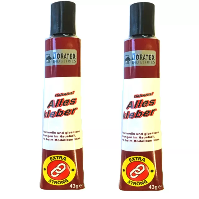 ( 4,64€/ 100g) 2x43g Universal Adhesivo Extra Fuerte Metal Cristal Madera Goma