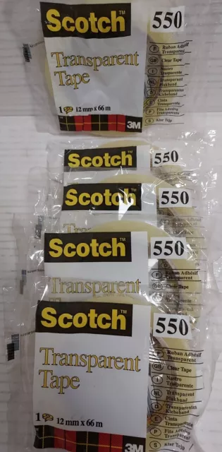 5 Rollos cinta adhesiva transparente 66m x  12mm Scotch