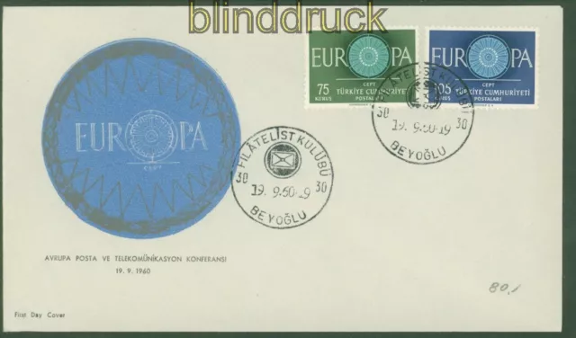 Türkei Mi # 1774/75 Ersttagsbrief FDC Europa Union 1960 (51117)