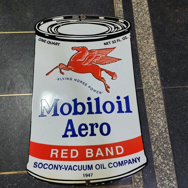 MOBILOIL看板 MOBILOIL AERO PORCELAIN Enamel Advertising Sign 18.5 X 30