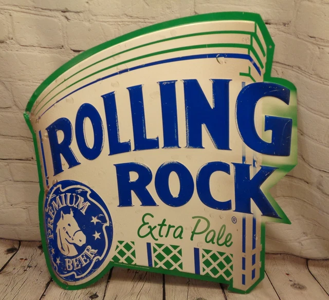 Rolling Rock Beer Sign Extra Pale Tin Metal Embossed Premium Beer