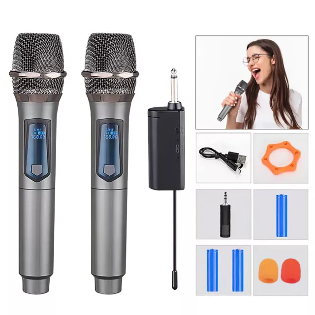 2X Wireless Microphone UHF Professional Handheld Mic System Receiver For Karaoke 2