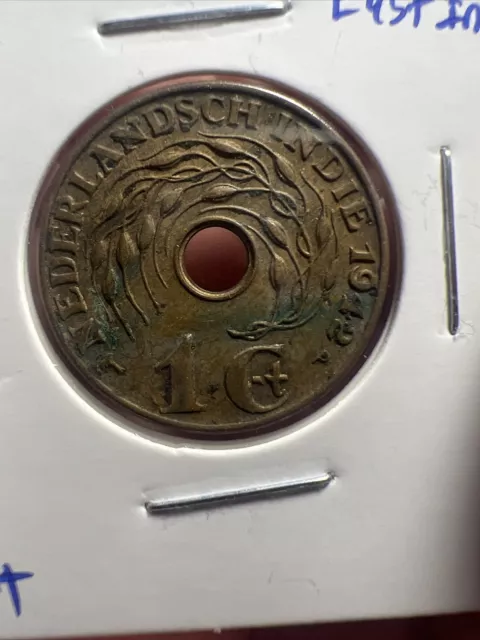 Netherlands East Indies 1945 S - 1 Cent bronze Coin - Center hole Z295