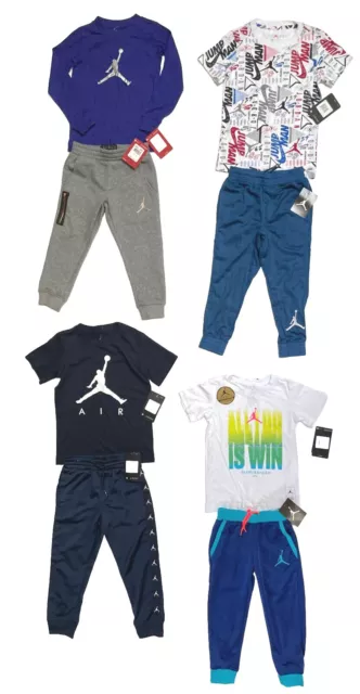 Air Jordan Young Boys 2-PC Jogger Sets w/Long or Short Sleeve T-shirts; Sz 4-7 3