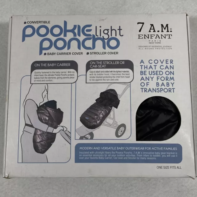 New in Box 7AM Enfant Pookie Poncho Carrier Cover Car Seat Stroller Black