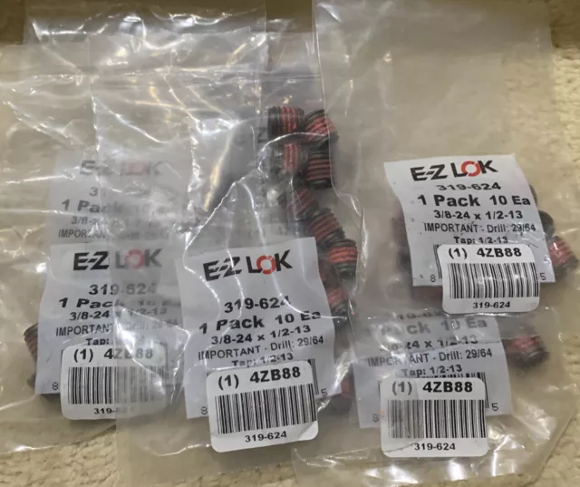E-Z Lok 319-624 Lot Of 6 Thread Inserts 3/8-24 X 1/2-13