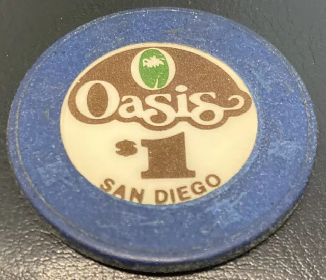 Old Vintage 1976 Calif Card Room Chip - $1 - Oasis Cardroom - San Diego Ca 2