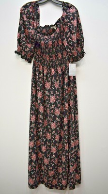 Max Studio Women Floral Print Puff Sleeve Square Neck Smocked A-Line Dress XL