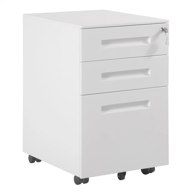 Optima Cassettiera In Legno D'Acero Con Rotelle – 3 Cassetti – Per Ufficio O Studio – Dimensioni 43x60x72-74 Cm – Già Montata - 2