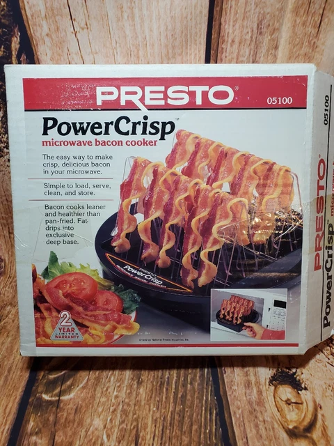 Presto PowerCrisp Microwave Bacon Cooker Power Crisp 05100 NEW OPEN BOX 1999