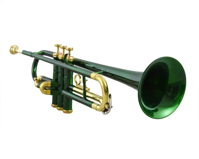Nice TRUMPET GREEN Brand New Green Brass Finish Bb flat Trumpet Valentine's Day