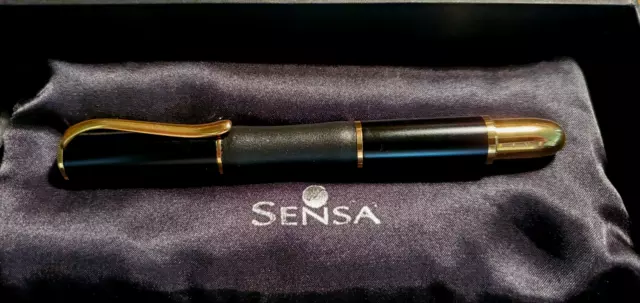 Sensa Meridian Noir & Gold  Fountain Pen - Med Nib, New In Box. Free Shipping.