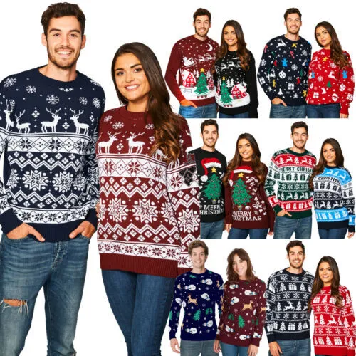 Mens Womens Kids Family Christmas Jumper Unisex Ladies Xmas Knit Sweater Novelty