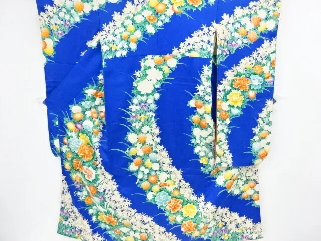 82904# Japanese Kimono / Furisode / Embroidery / Peony & Kiku